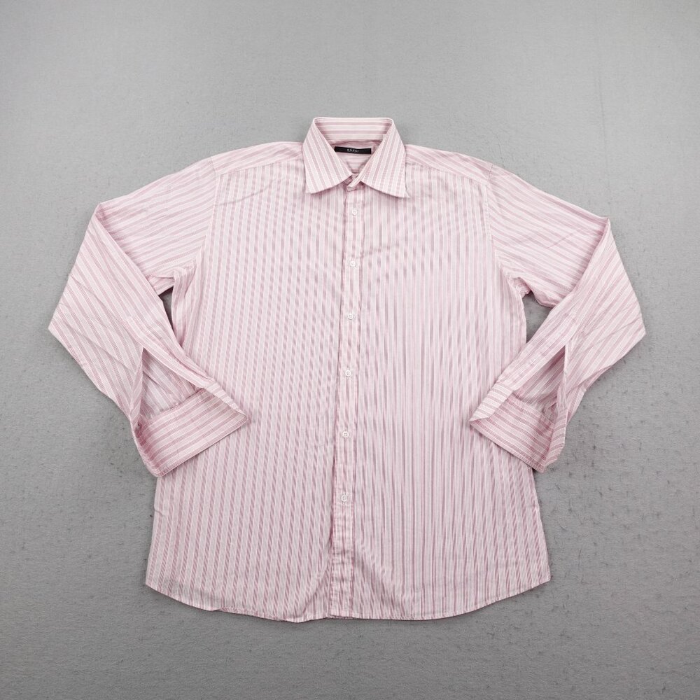 Gucci Shirt Men Large 16/41 Pink White Stripes Button Up Long Sleeve Dress Shir